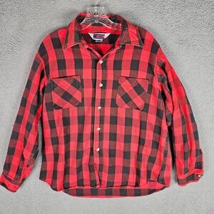 Big Mac Flannel Shirt Mens Large Buffalo Plaid Long Sleeve Button-Up USA Made